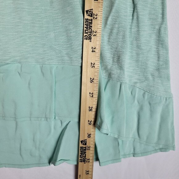 LOGO Lori Goldstein Tank Top Blouse Women's Large Mint Green Sleeveless Ruffled - Picture 7 of 9